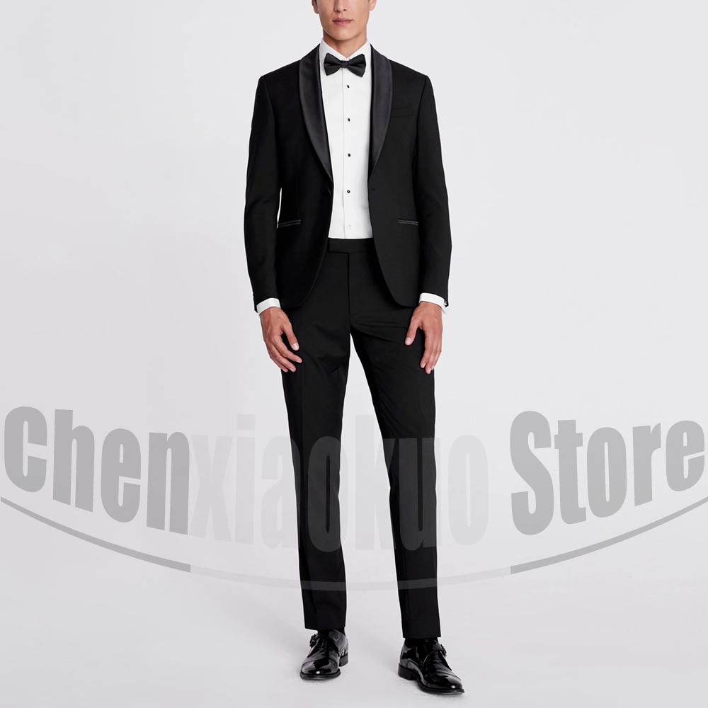 Men Formal Wear 2025 - Czarne Garnitury Męskie 2-częściowe Modne Szalowe
