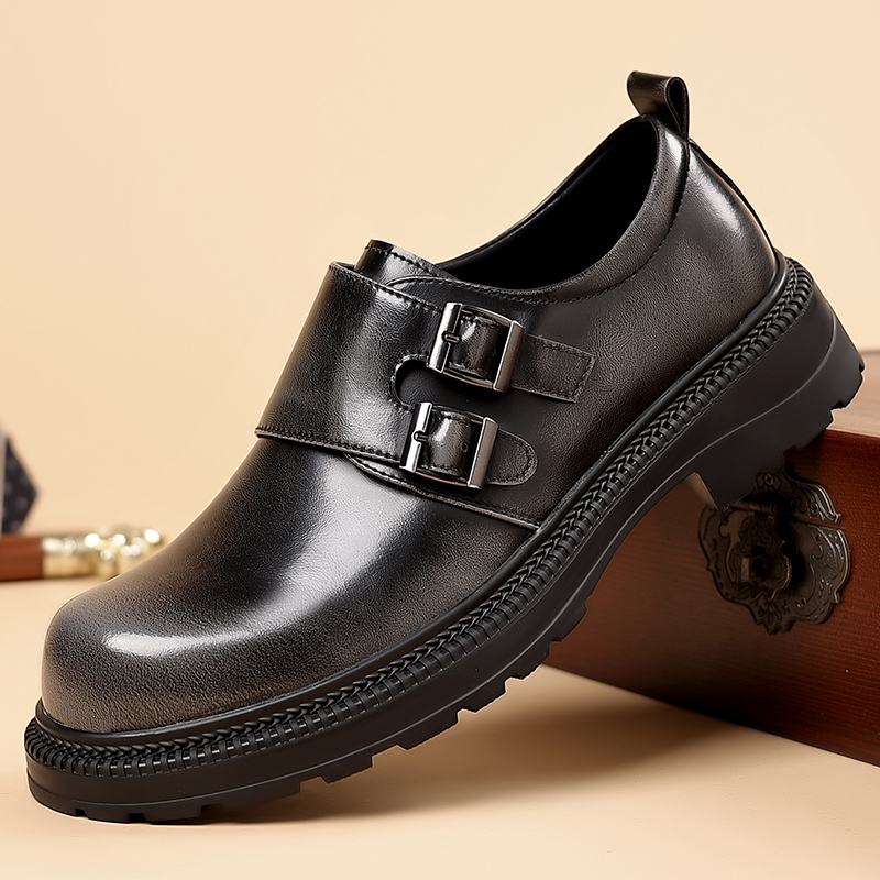 High End Men'S Formal Wear - Retro brązowe męskie skórzane buty na