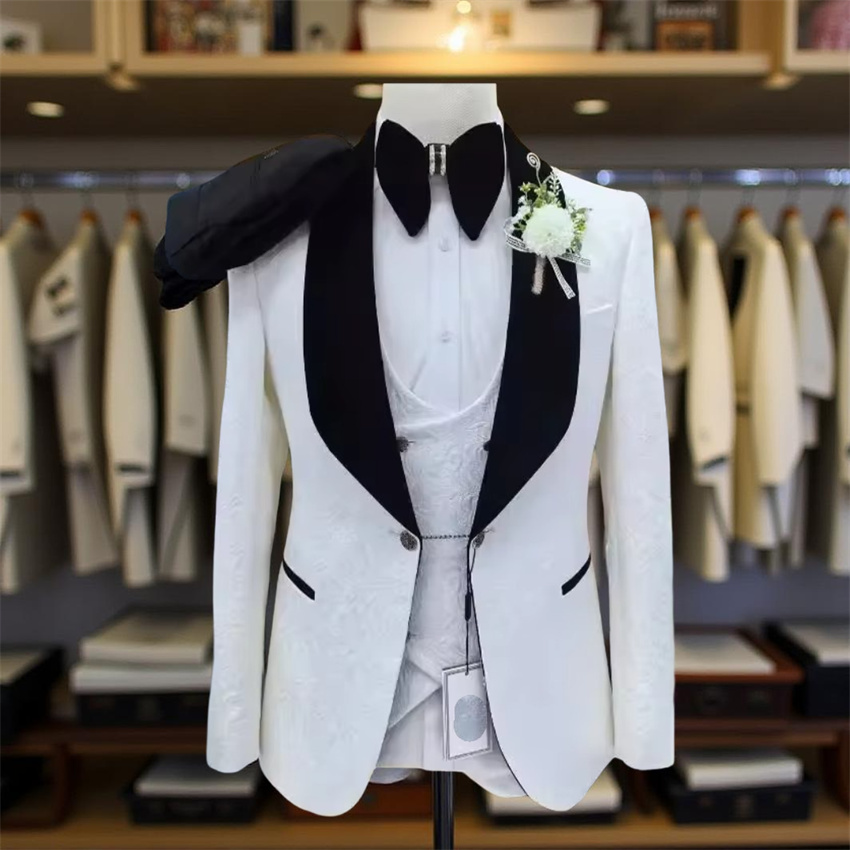 Men Formal Wear 2025 - 3-częściowy garnitur ślubny męski w kwiaty,