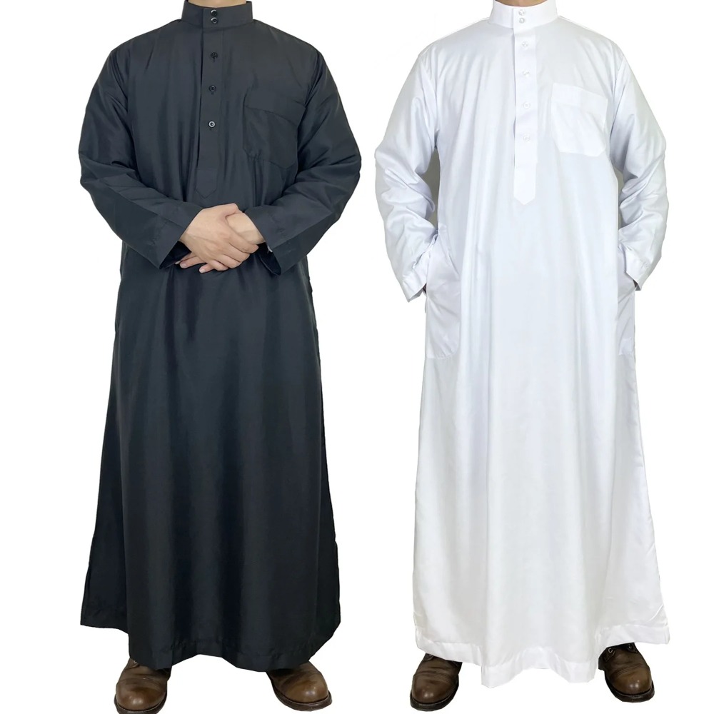 Men Formal Wear Dubai - Męski poliestrowy qatarijski thobe z wysokim