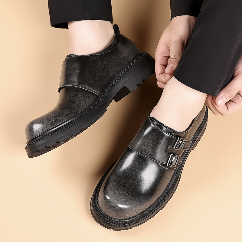 Retro brązowe męskie skórzane  – High End Men'S Formal Wear recenzja i cena