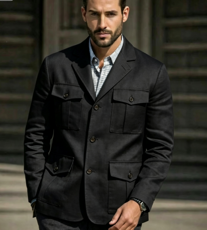 Niebieska lniana marynarka saf – Men'S Formal Resort Wear recenzja i cena